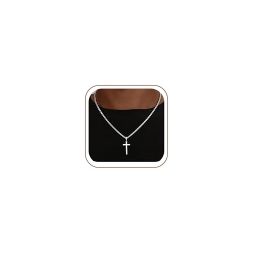 Maxcate 925 Sterling Silver Cross Necklace for Men 3.5mm Cuban Link Chain Diamond Cut Cross Pendant Necklace for Women 18 Inches Christian Gifts for Him Father Boyfriend