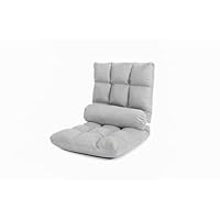 SAPPHIRE Adjustable Folding Chair with 6 Reclining Positions | Comfy Floor Chair Sofa Bed with Pillow | Convertible Single Futon Lounger for Home, Office & Gaming (Grey)