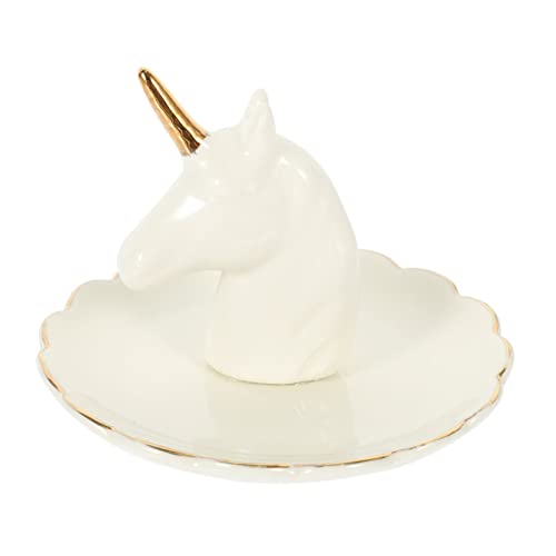 SOIMISS Coupelle Bijoux Céramique Licorne Multi-fonction Support Bague Décoratif Organisateur Élégant pour Rangement Bijoux Table Coiffeuse