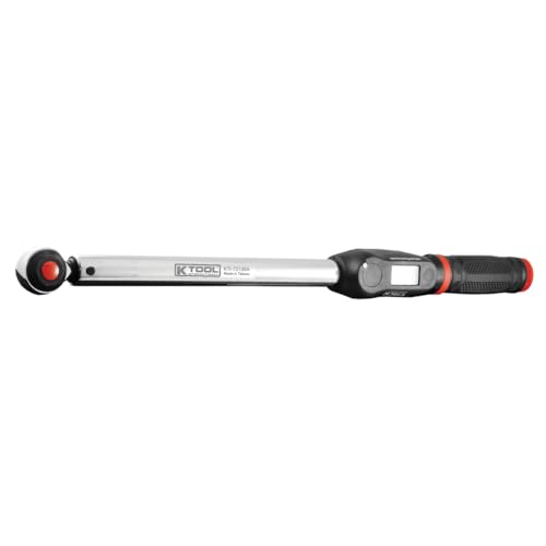 K Tool International 72135A Digital Torque Wrench with 1/2" Drive, 72 Teeth, Non-slip Handle, LCD Screen, Drop Forged Steel, Molded Case