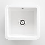 Évier de cuisine encastré en céramique avec 1 baignoire 45.7x45.7 cm finition blanche   Giovy