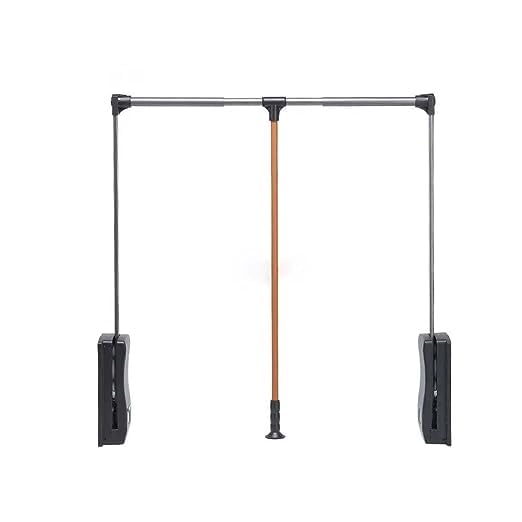Rigwell Lifetime Adjustable Wardrobe Lifter Closet Rods, Soft Close Pull Down for Hanging Clothes, Hanger Bar Collapsible Closet Rod,Stainless Steel Mocha Finish,Lift Organizer for 850-1150mm Wardrobe