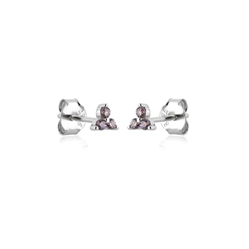 Créoles en Argent 925 Doré à l'Or Fin avec Pendentif Violet Chic