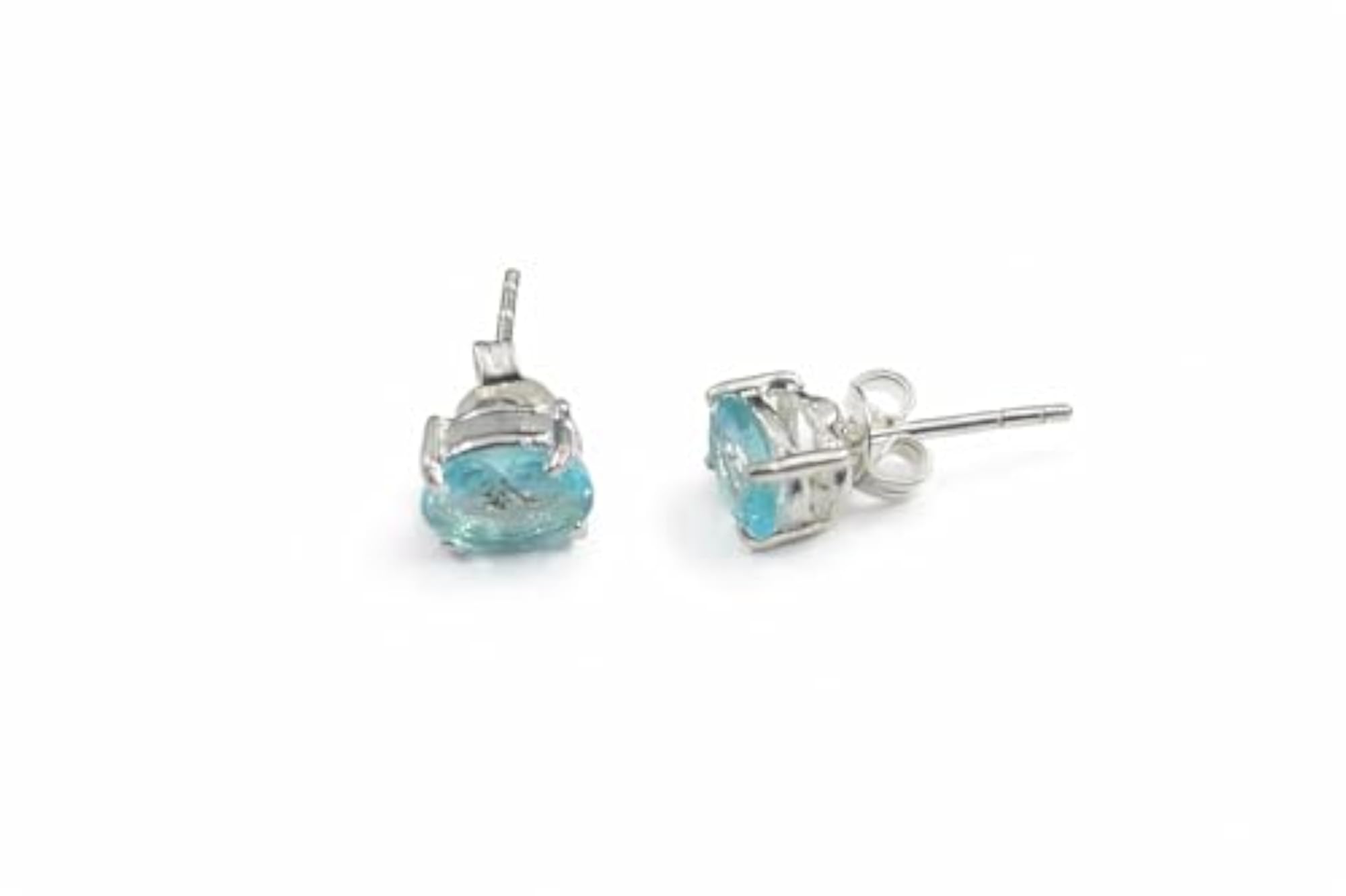 Unisex Silver Plated Solitaire Pushback Stud Earrings