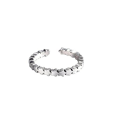Bague ajustable femme argent S925 anneau ouvert motif étoiles