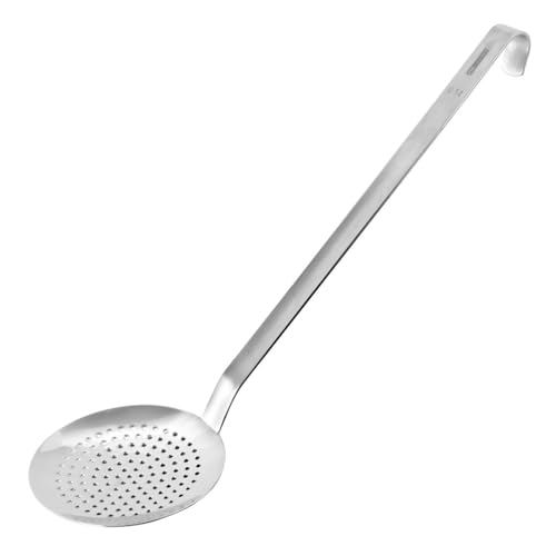 FMprofessional Abseihlöffel 50 cm, Küchenhelfer aus Edelstahl, langlebiger & eleganter Schaumlöffel (Farbe: Silber) Menge: 1 Stück