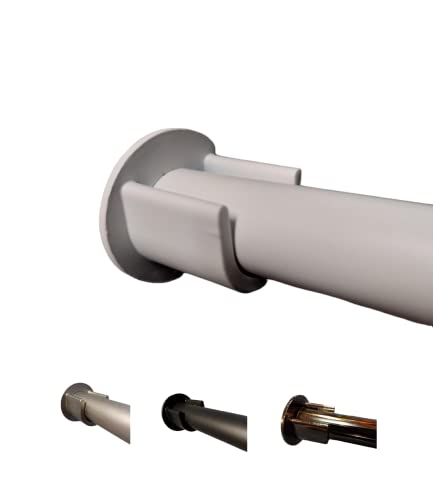 MadeInNature, Barra de cortina de hierro forjado entre paredes, barra de metal color y longitud a elegir Negro, Blanco, Gris, Grafito, Ø 20 mm + 2 soportes especiales (longitud 0,70 m, blanco mate) Cover