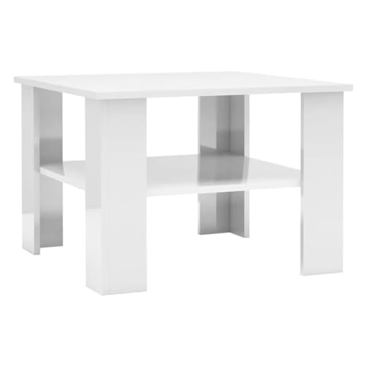 vidaXL Soffbord vit högglans 60x60x42 cm spånskiva