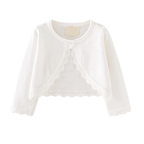 Toddler Baby Girl Knitted 𝐁olero Shru𝐠 Long Cotton Cropped 𝐃ressy Sweater Cardigan Button Kids Winter Coat Size 6