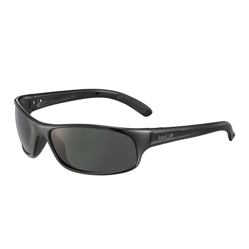 bollé Anaconda 10338 Shiny Black/TNS Polarized 64MM Rectangular Sunglasses for Men +Bundle with Accessory Eyewear Kit