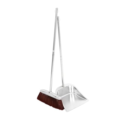 AUTSUPPL 1 Set Stainless Steel Dustpan Stand up Dustpan Cleaning Upright Dustpan Commercial Dust Pan Lobby Dustpan Convenient Dustpan Kit Office Broom Vertical Broom Kitchen Broom Plastic
