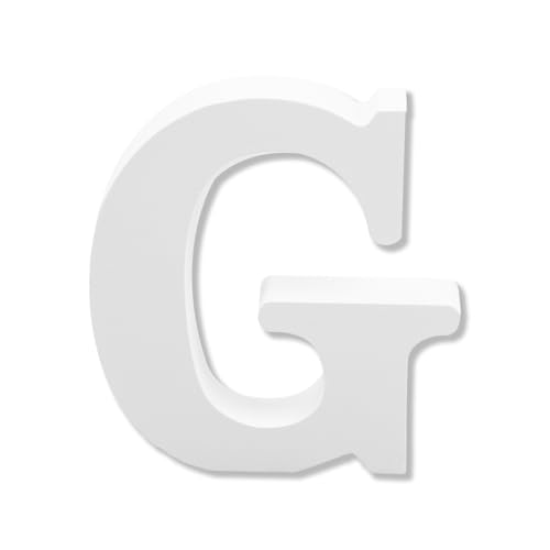 Bojueshaw White Wooden Letters,4 Inch Standing Alphabet,DIY Paintable Letters for Arts & Crafts,Home Decor, Weddings & Parties(Letter G)