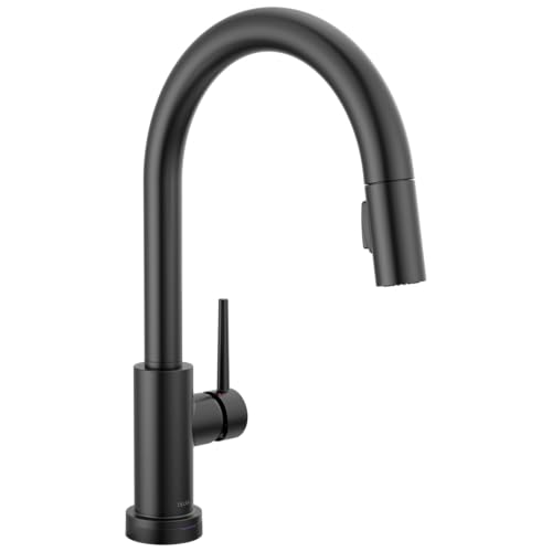 Delta Trinsic Touchless Kitchen Faucet with Touch Technology, Matte Black Kitchen Sink Faucet with...