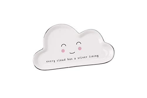 CGB Giftware Smiling Happy Cloud 'Every Cloud has a Silver Lining' - Bandeja de cerámica con forro de plata y organizador para collares, anillos, pendientes y pulseras GB04722 Cover