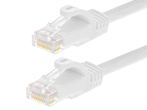 Monoprice Cat6 kabel krosowy Ethernet, 10 m, biały, 12 sztuk, bez zaczepów, RJ45, skręcony, 550 MHz, UTP, czysty drut miedziany, 24AWG - seria Flexboot