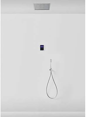 Three Griferia – Kit Electronic Shower Concealed Thermostatic Shower Technology · Electronic Thermostatic Control Unit Including (2-Way). · Spray to Ceiling 330 x 330 mm. Material Brass. (1.34.714). · Holder with Socket Wall (006.182.01). · Shower Mobile anticalcárea (09286501)