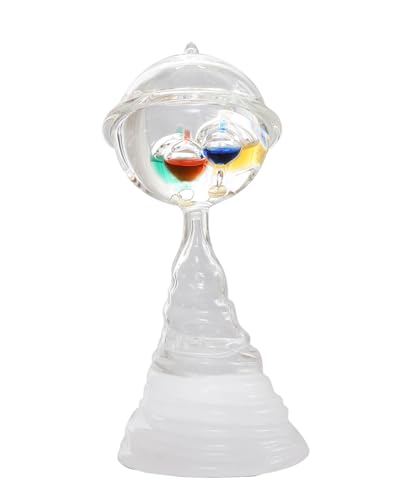 Galileo Thermometer and Fitzroy Storm Glass Weather Station with 4 Multi Colored Balls from 64F to 76F Gorgeous Gift for Family or Friends Present Home Office Indoor and Outdoor Dcor
