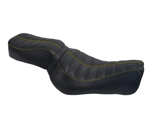 Housse de selle Sportster 883 Iron étanche et résistante avec surpiqûres jaunes