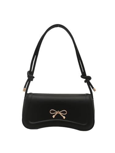 MakeMeChic Women's Bow Knot PU Leather Shoulder Handbags Double Strap Small Bags Purses