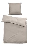 TOM TAILOR 0069940 Garnitur mit Kopfkissenbezug Baumwoll-Satin 1x 155x220 cm + 1x 80x80 cm, sand