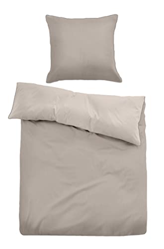TOM TAILOR 0069940 Bettwäsche Garnitur mit Kopfkissenbezug Baumwoll Satin - FINE STRIPES 1x 135x200 cm + 1x 80x80 cm, sand