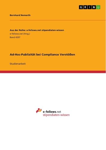 Ad-Hoc-Publizität bei Compliance Verstößen (German Edition)