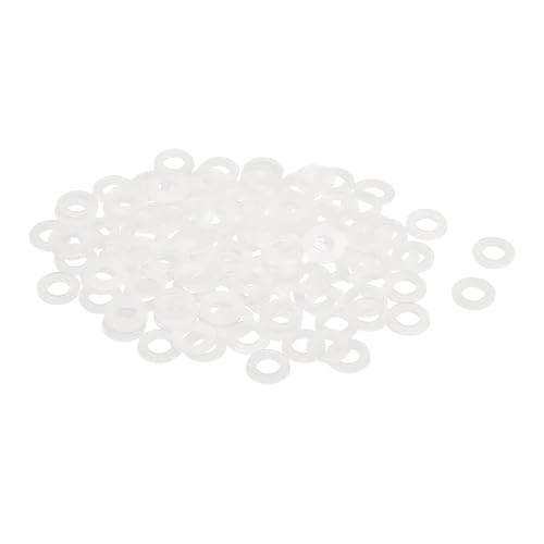 QUARKZMAN 120pz Rondelle Piane in Nylon M5 5mm ID 10mm OD 1mm Spessore Guarnizioni Piastra in Plastica Fissaggio Guarnizione di Tenuta Spaziatura Anello Guarnizioni Idrauliche, Bianco