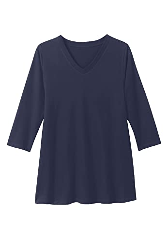 Woman Within Plus Size Perfect Three-Quarter Sleeve V-Neck Tunic3