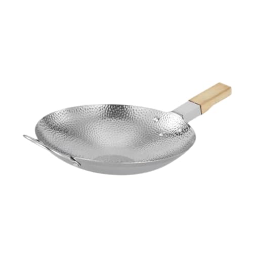 Wok de acero inoxidable con mango de madera 39.5 x 23.5 x 5.2 cm miniatura 6
