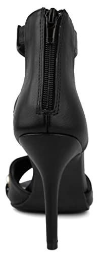 Juicy Couture Women's Maia Low Two Piece Block Heel Dress Shoe Ladies Ankle Strap Pump Sandal Black 7.5 #TOP2