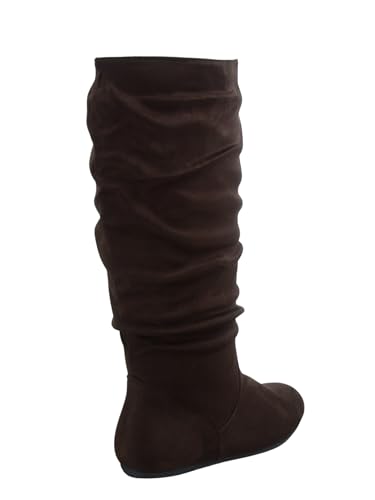 TZ Lily-01 Women's Pull Up Closed Round Toe Flat Heel Slouchy Mid-Calf Casual Boots4