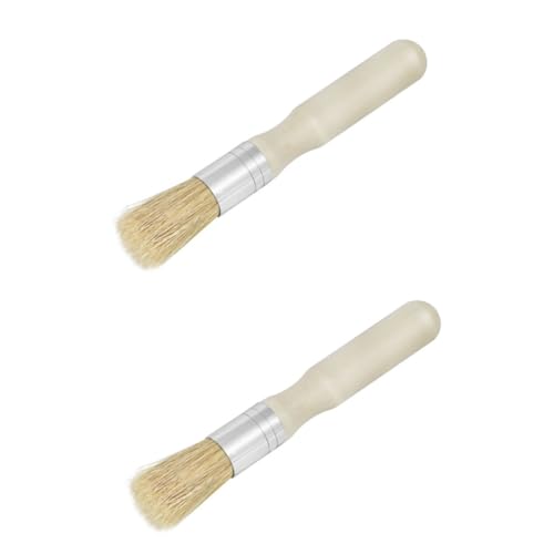 VILLCASE 2pcs Paint Brush Small Round Head Stencil Brush Bristle Oil Acrylic Painting Tool