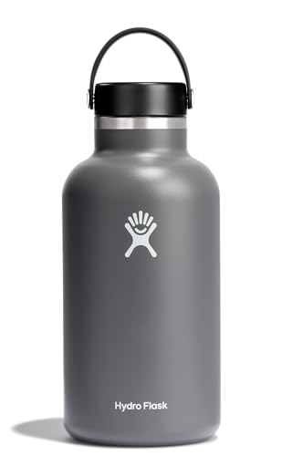 Image of Hydro Flask Water Bottle - Insulated Stainless Steel - Wide Mouth Flex Lid, Non Spill, Leakproof and Refillable in64 Oz Stone