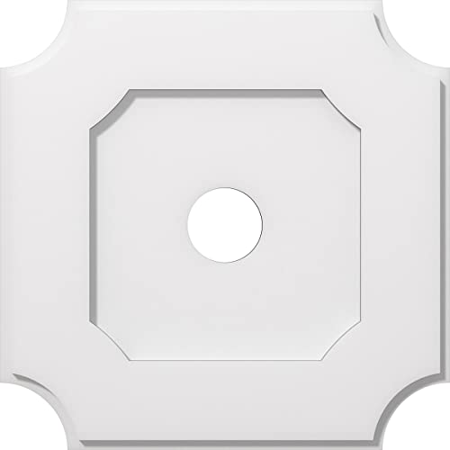 Image of Ekena Millwork CMP18LE-03000 Locke Architectural Grade PVC Contemporary Urethane Ceiling Medallions 18 inchOD x 3 inchID x 10 3 /4 inchC x 1 inchP