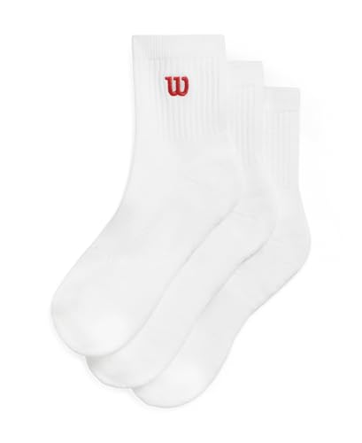 Wilson Calcetines Quarter Top Pack 3 Pares, Puntera de Ajuste Fácil, Soporte del Arco y Óptima Amortiguación, Color: Blanco, Talla: M