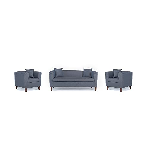 Image of Wakefit Sofa Set | 3 Year Warranty | Sofa 5 Seater, 5 Seater Sofa for Living Room, Wooden Sofa Set, Sofa Set 3+1+1 Seater - Miami(Omega : Blue)