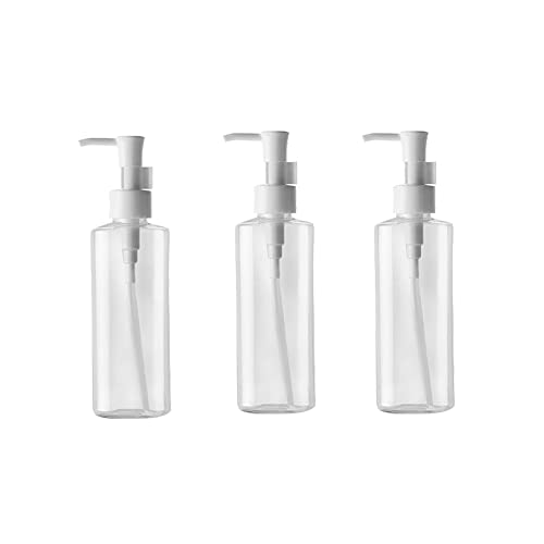 Lot de 3 flacons à Pompe en Plastique Transparent Rechargeables pour Huile de Nettoyage 100 ML