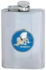 Flask - Seabees 8oz. Stainless Steel Flask with screw down lid