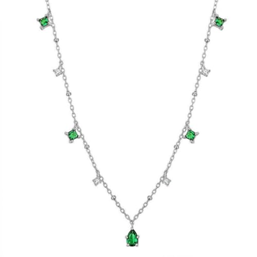 NOVSKI Fashion Simple Water Drop Zircon Pendant Clavicle Chain Necklace Women Classic Temperament Wedding Party Jewelry Gift (Color : Silver-03)