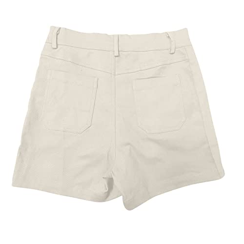 Casual Classic Denim Shorts For Women Buckle Button Flat-Front Solid Color Jean Shorts Straight Baggy Pork Chop Pocket Shorts #TOP1
