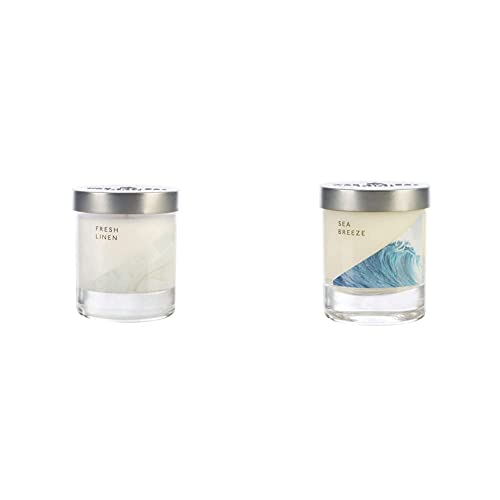 Image of WAX LYRICAL Small Wax Fill Candle Fresh Linen. Burn Time Approx 35 Hours Jar & Small Wax Fill Candle Sea Breeze, Burn Time Approx 35 Hours, Jar