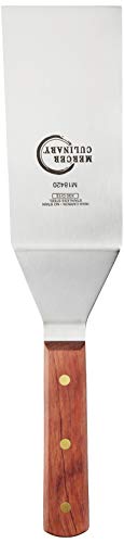 Mercer Culinary Praxis 6 x 3-Inch Square Edge Turner, Wood Handle, Stainless Steel, 25x10x3 cm, Silver