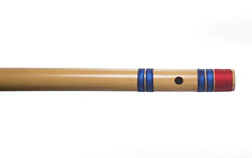 Image of Kanha Flutes D Scale Natural Base Assam Bamboo Flute Musical Instrument Size 33 Inch Bansuri Right Handed with Flute Cover
