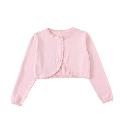Yealoo Bolero Strickjacke Bolerojacke für Kinder Mädchen Shrug mit Langen Ärmeln Baumwolle