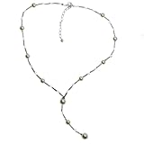 MARY G Gargantilla de Plata 925 con Perlas Blancas y Cristales, Nacar, 28 cm, Cierre de Mosquetón, Mujer