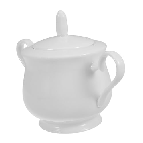 Cabilock Elegant Porcelain Sugar Container 370ml Airtight Lid for Kitchen Bar Decor