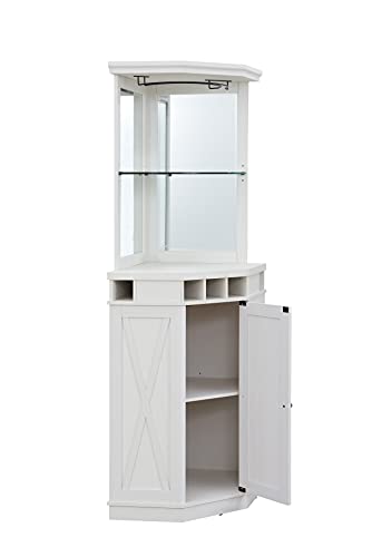Home Source White Corner Bar Unit With Built-In Wine Rack And Lower Cabinet #TOP2