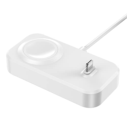2 in 1 Charger Dock for Apple Watch and Airpods, Watch Charging Stand Compatible with Apple Watch Series 6/SE/5/4/3/2/1 (38mm/40mm/42mm/44mm) & Airpods 3/Pro/2/1 -White