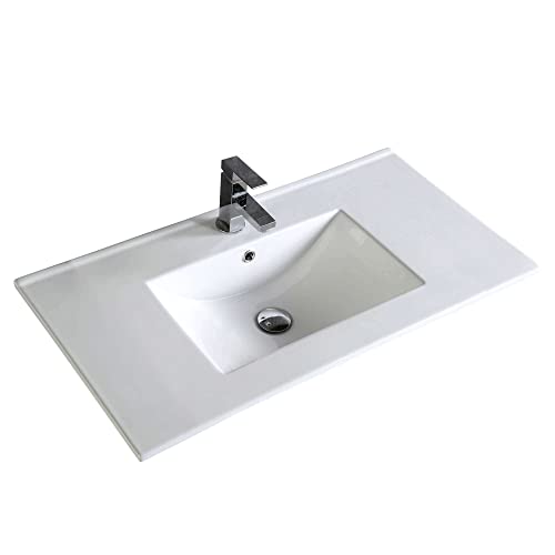Frameport Standard Vanity Sink Replacement White High Gloss Vitreous China Material, Sink Only #TOP16