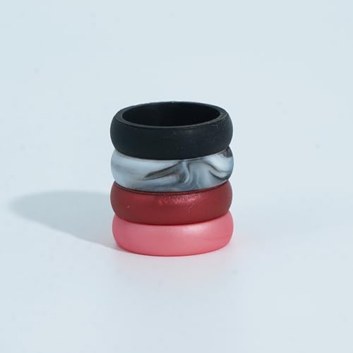 4 Packs Silicone Rings for Women, 5.5 mm Metallic Rubber Wedding Bands Stackable Ring 6